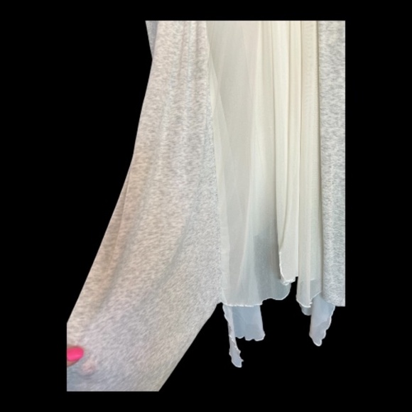 π EUC CABI Dream Waterfall Gray Oatmeal Cardigan w/ Chiffon Trim | Sz S - Picture 6 of 9